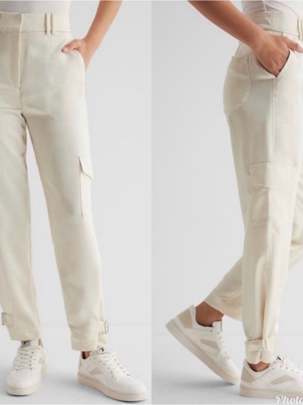 Express Cream Cargo Jogger Pants - Women